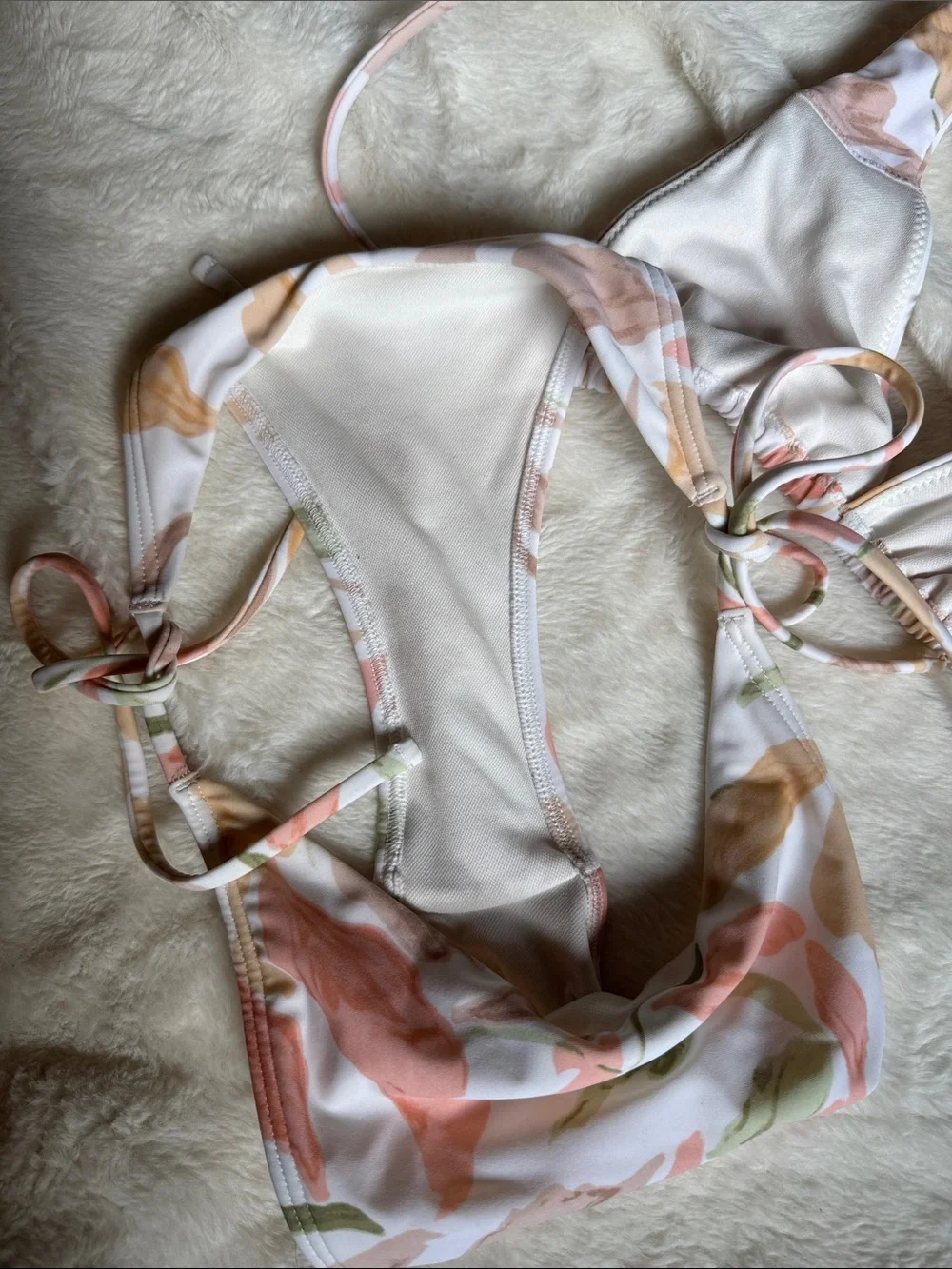 Abercrombie & Fitch Pink White Floral Side Tie Multiway Bikini Matching Set - Picture 6 of 7